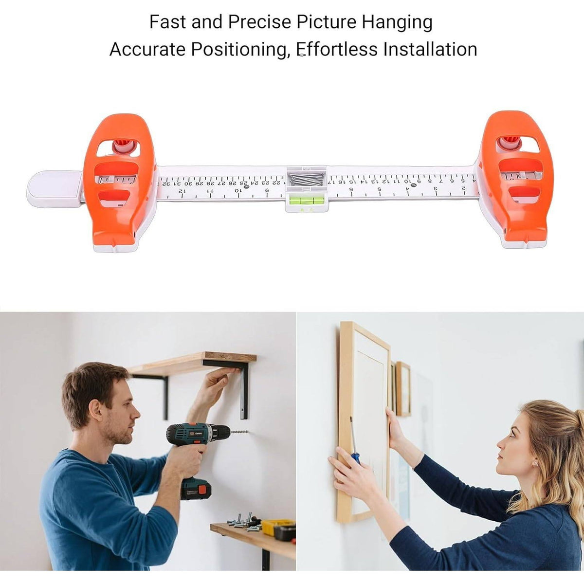 Picture Hanging Level Tool, 3 in 1 Mounting Tool With Bubble Level and Marking