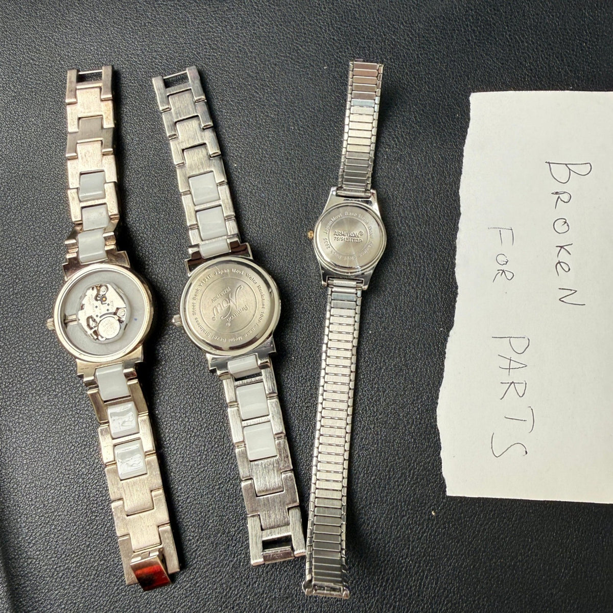 Set of 3 Armitron Women's Watches Silver, Gold Tone BROKEN, FOR PARTS