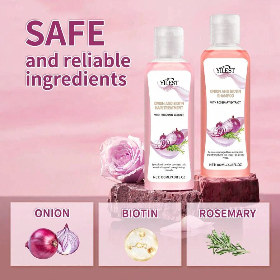 Pack of 2 YILEST Onion&Biotin And Rosemary Shampoo + Conditioner Set, Biotin And