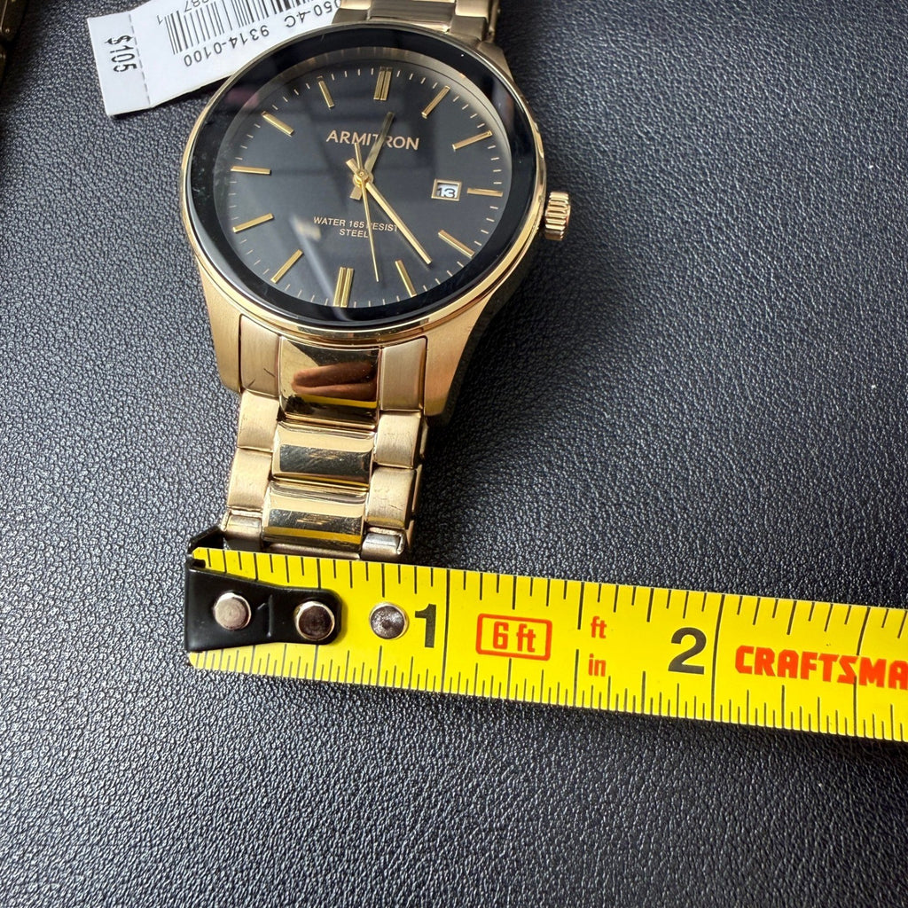 MSRP $105 Armitron Men's 20/5374GP Gold Tone Watch & Bracelet Set New Battery