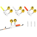 Set of 3 Fishing Rod Tip Lights LED Glow Sticks Bite Alarm Bells Red, Green