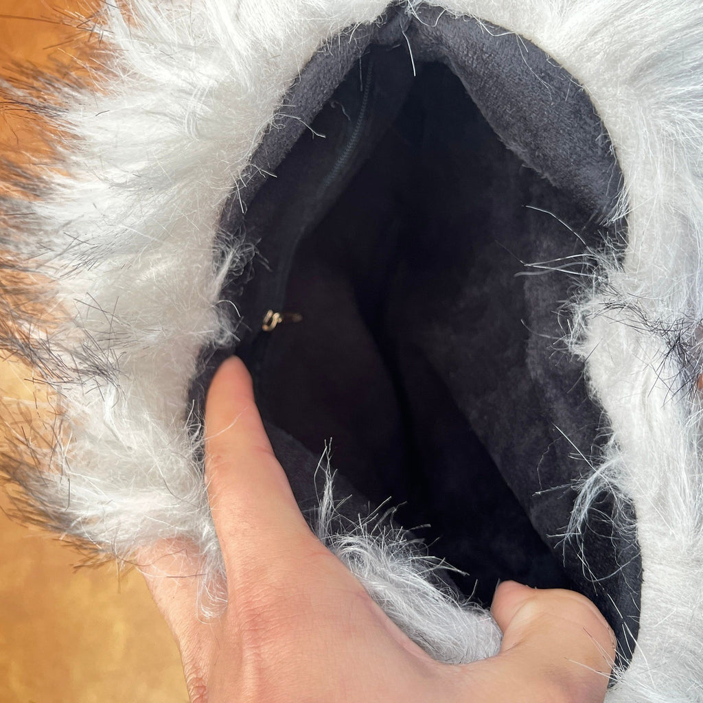 Womens White/Grey Plush Heart Shaped Crossbody Fur Fluffy Shoulder Bag Purse