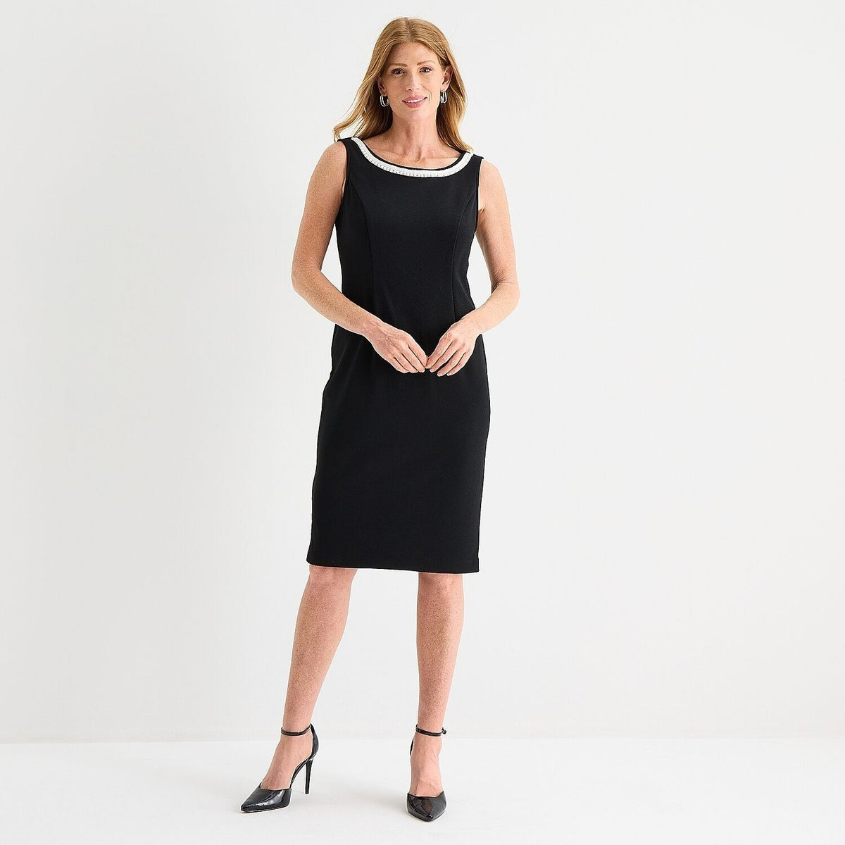 MSRP $94 Maya Brooke Womens 18 Black/White 2 Piece Crepe Grid Jacket Dress