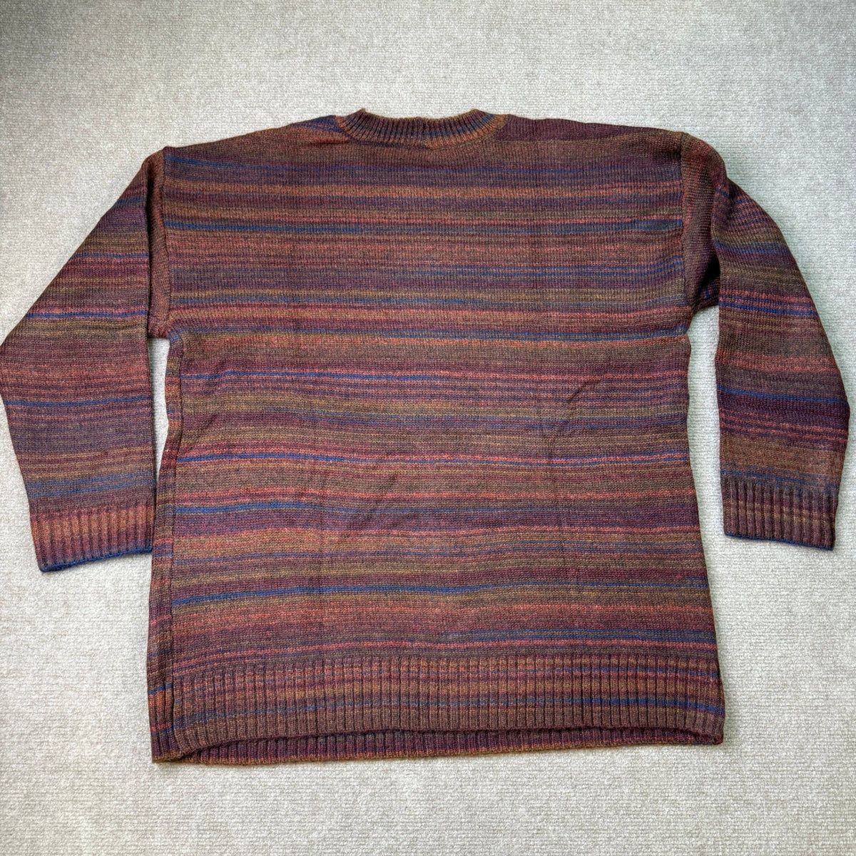 MSRP $38 A.N.A Womens L Multi Spacedye Striped Pullover Crew Neck Sweater Long