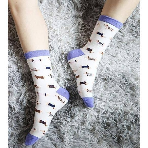 Set of 3 Women's Haute Dachshund Dog Socks Casual Crew Socks Animal