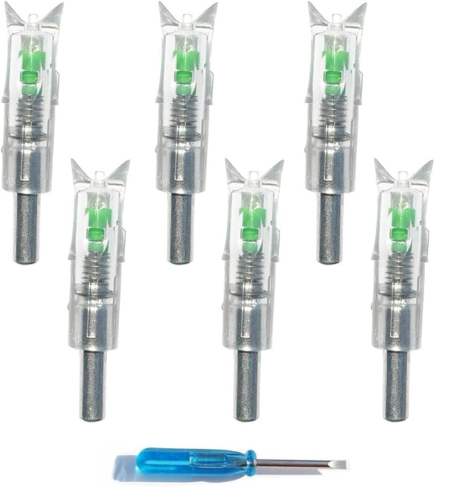 Pack of 6 LED Lighted Nocks for Crossbow Bolts 0.300"/ 7.62mm w/ Tool