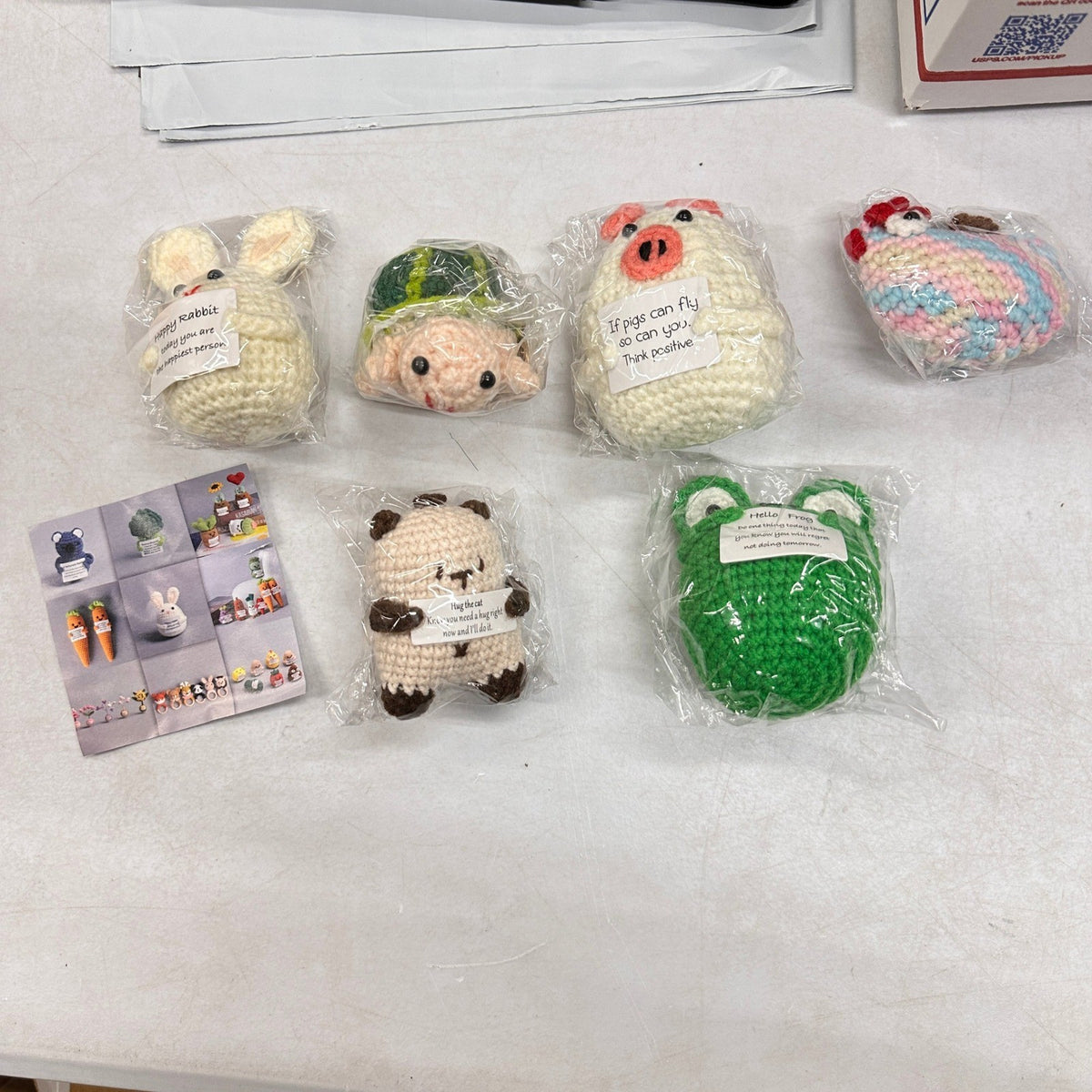 Set of 6 Support Crochet Animal, Emotional Support Amigurumi, Funny Quotes