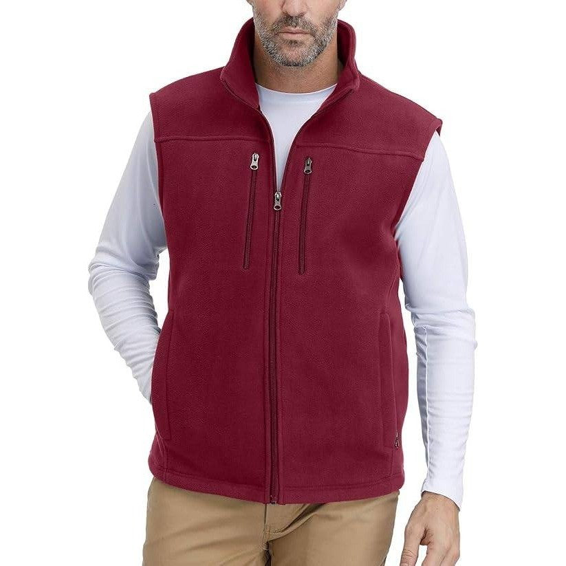 MSRP $43 MOHEEN Men's L Wine Red Fleece Vest Outdoor Full Zip Softshell Sleevel