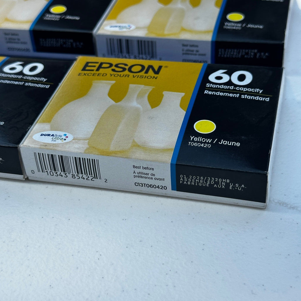 Set of 4 Epson 60 T060420 Yellow Ink Cartridge EXP 01/2026 Standard Capacity