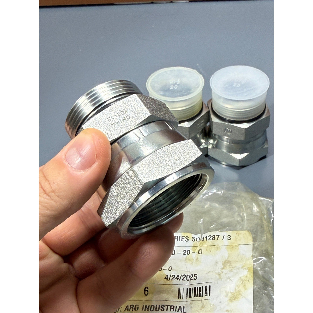 Set of 3 Brennan 6402-20-20-O Straight Adapter 1-1/4" Male ORB x 1-1/4" Female