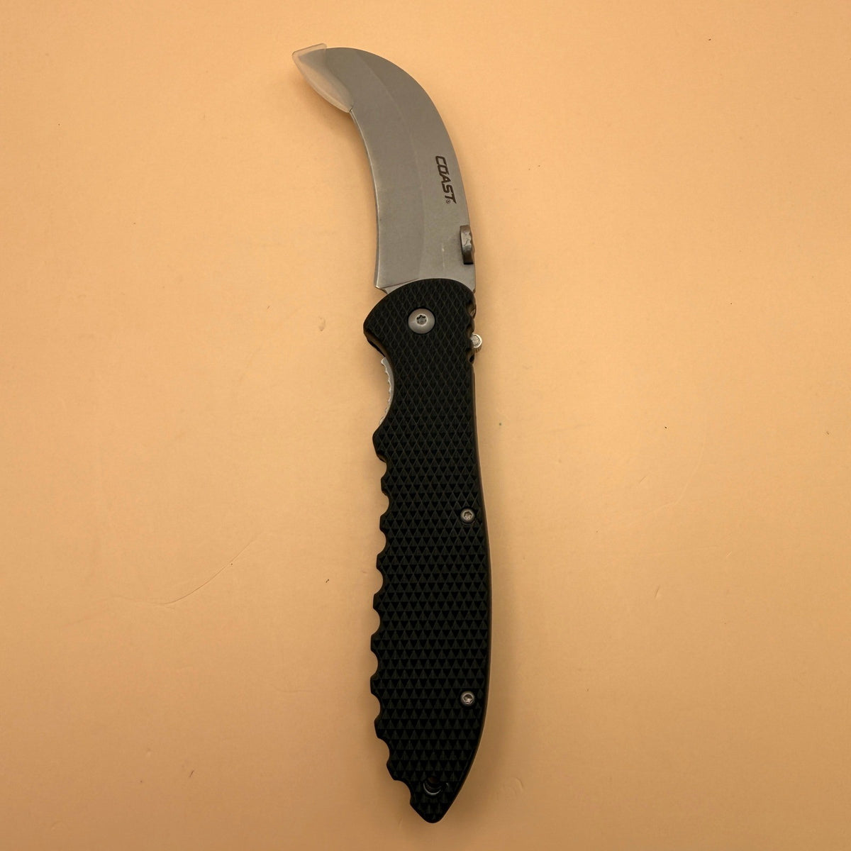 COAST DX300 Double Lock Folding Knife with 3" Hooked Stainless Steel Blade