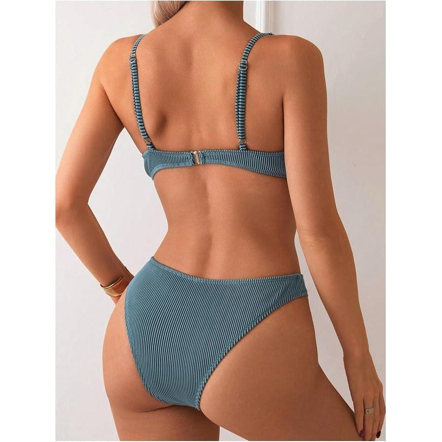 MSRP $39 SweatyRocks Women's M Two Piece Bikini Set Striped Print Push Up Swims