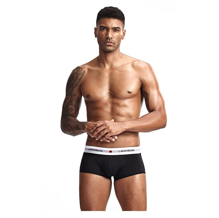 Pack of 3 Lanvibum Men's M, L Black Trunk Underwear Cotton Boxers Elastic
