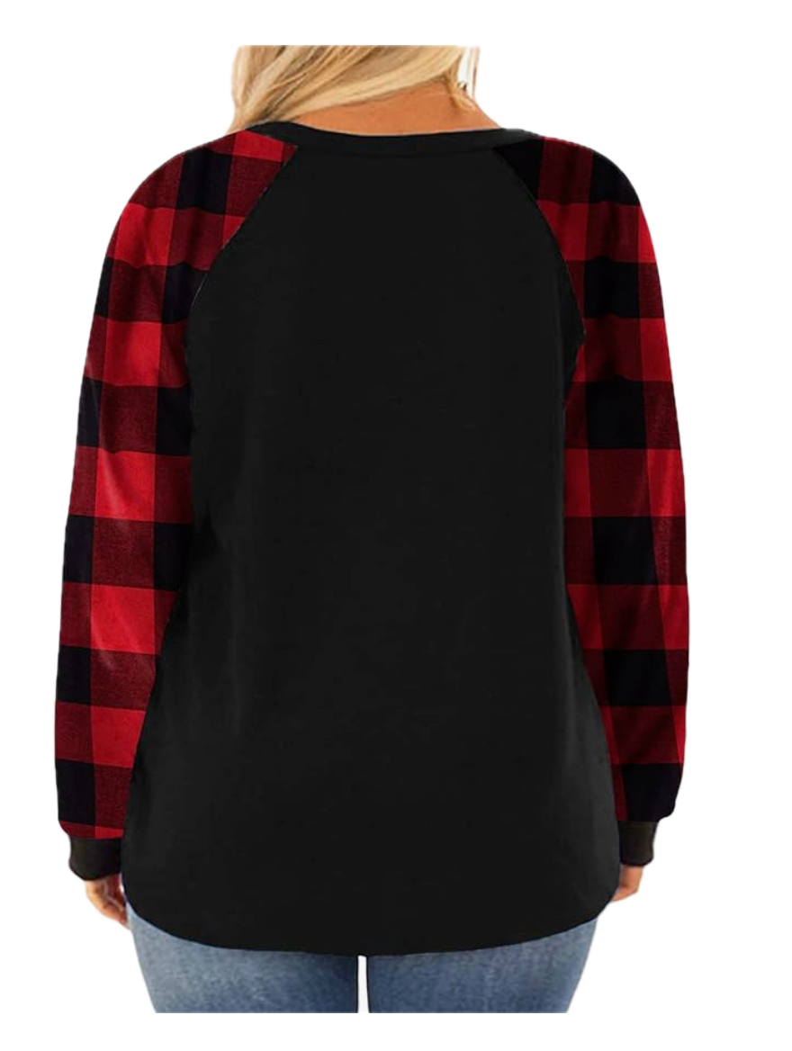 ROSRISS Womens Plus Size 14W Long Sleeve Tunic Crewneck Colorblock Striped Tee