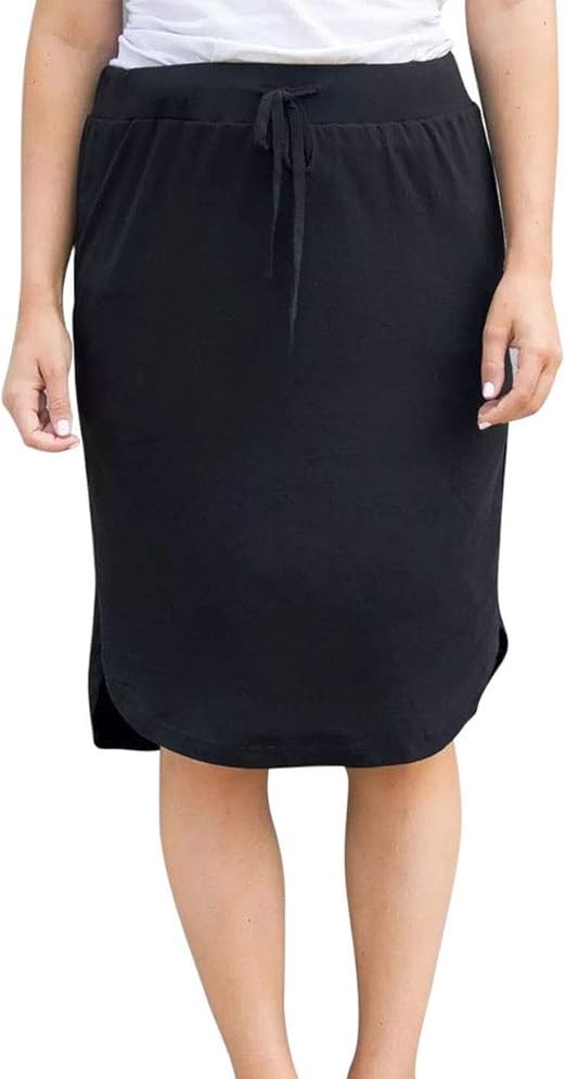 Wenseny Women’s S, L, Black Pencil Skirt Elastic Waist Drawstring Solid Bodycon