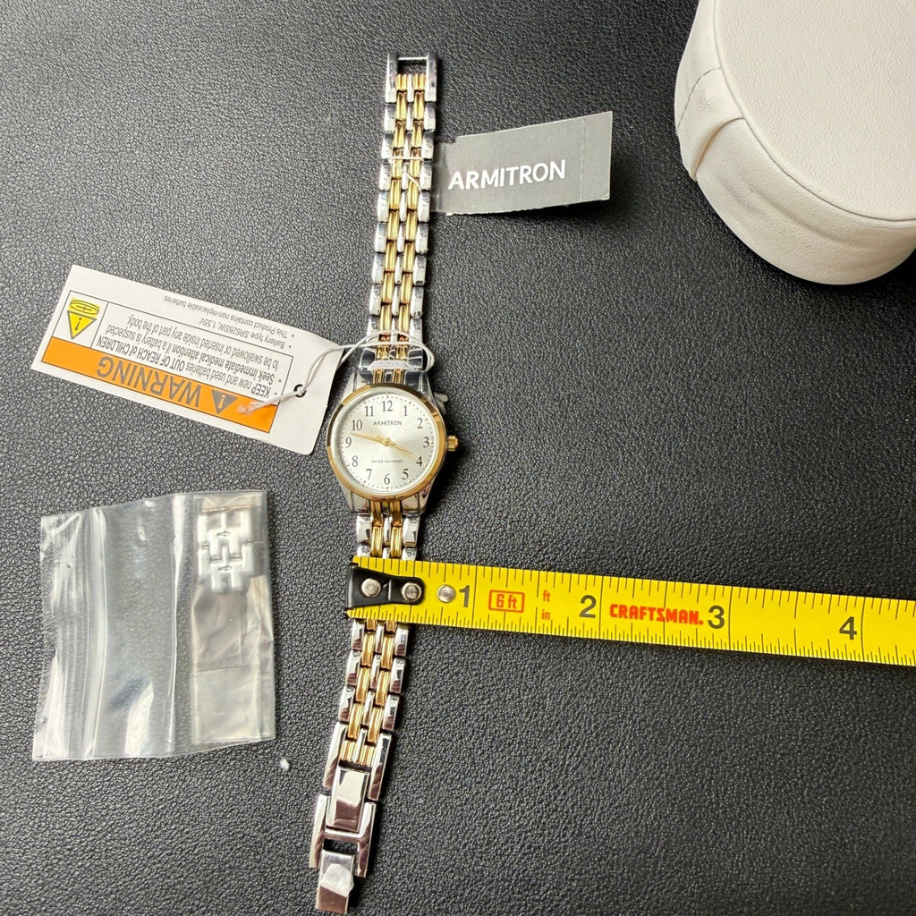 MSRP $65 Armitron Women's 75/5304TTB Two Tone Bracelet Watch New Battery, Ea