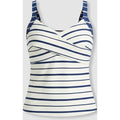 Liz Claiborne Womens 8 Blue White Striped Twist Front Tankini Top Swimsuit