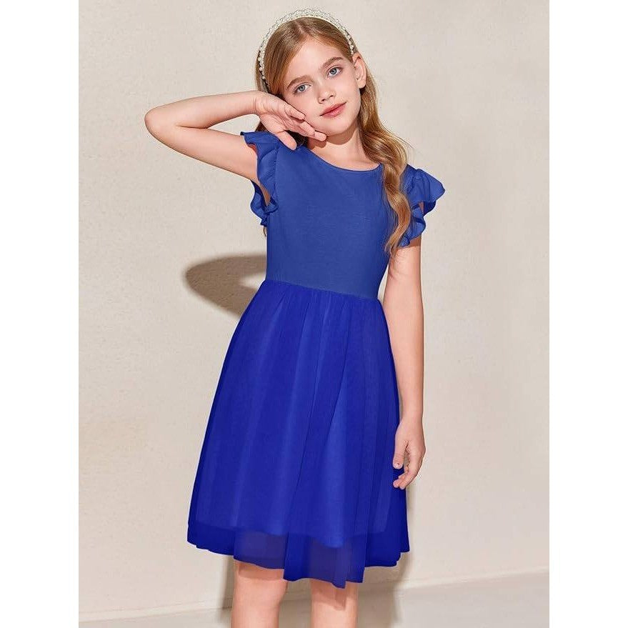 MSRP $26 Haloumoning Girls 13-14 Years Tutu Dress Ruffle Short Sleeve Fluffy Su