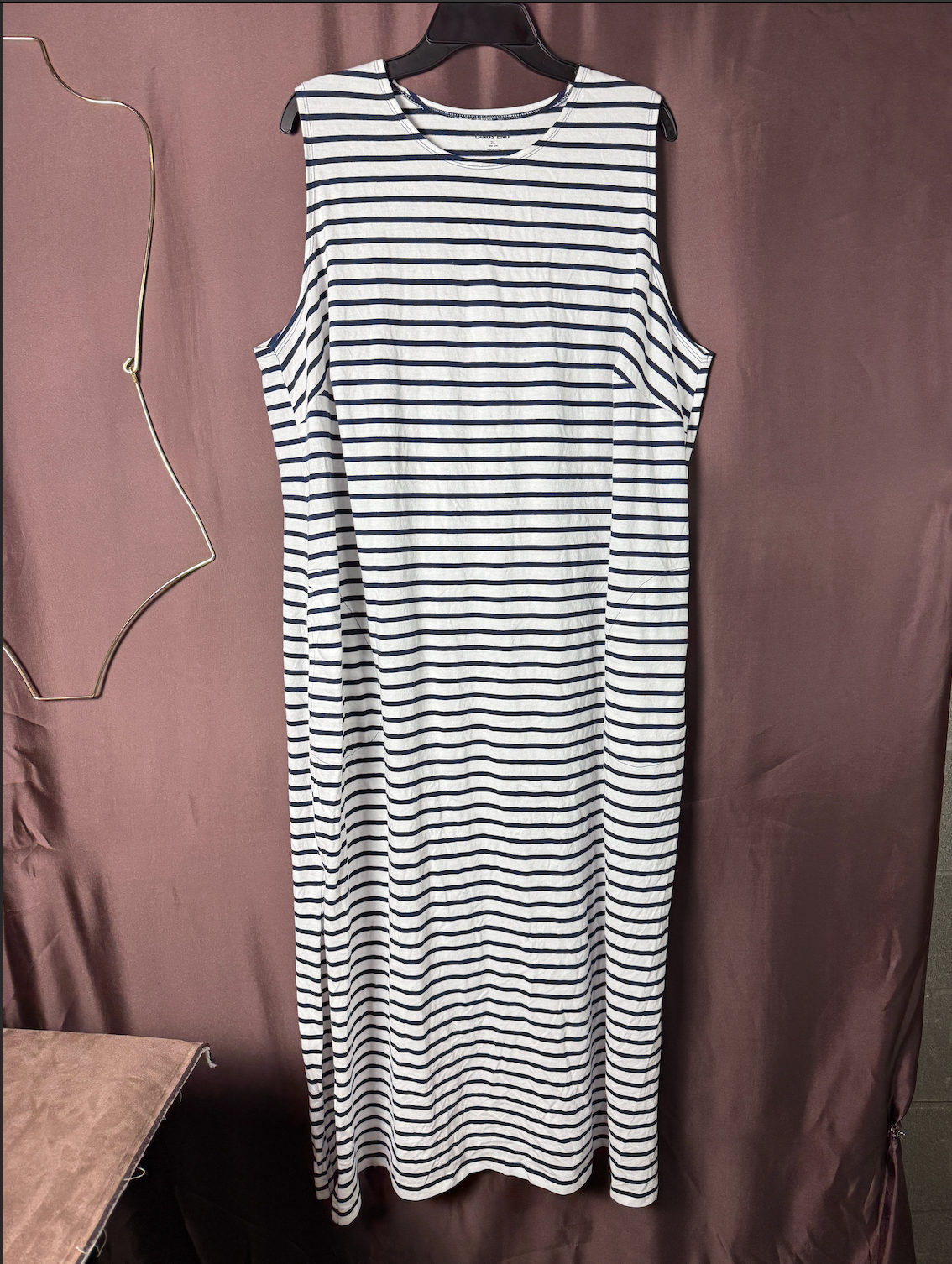 Lands' End Women's 2X, 2X LONG Swim Cover-up Sleeveless Maxi Dress Cotton Jersey