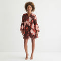 MSRP $89 Clover And Sloane Womens 2 Choco Blush Floral Shift Dress Long Sleeve