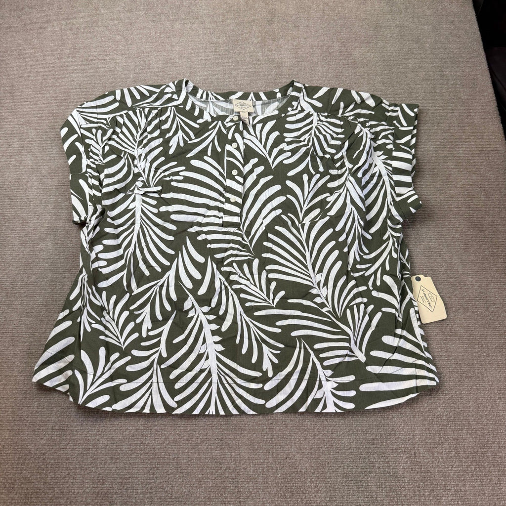 MSRP $38 St. John's Bay Womens XXL Oregano Palms Short Sleeve Blouse Round Neck