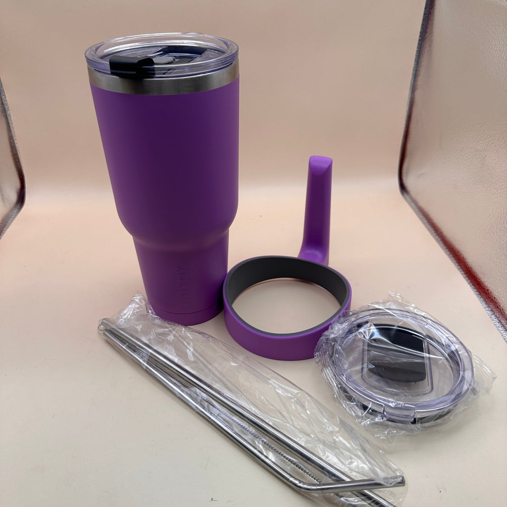 BJPKPK Lavender Tumbler 40 oz Stainless Steel With Handle & Lid Straw Insulated