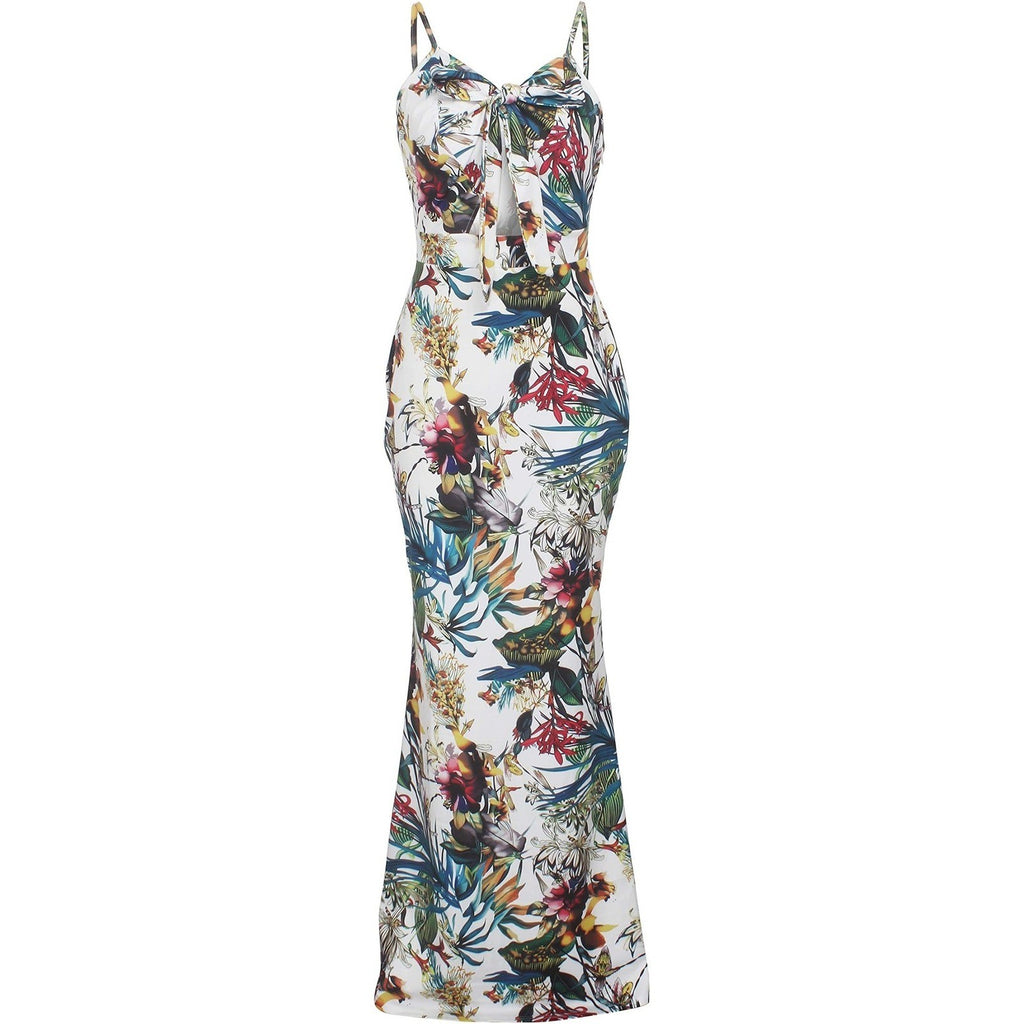 MSRP $39 SheKiss Women's XL White Summer Floral Long Maxi Dress Spaghetti Strap