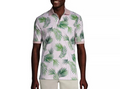 Lands End Mens M-XL Short Sleeve Jacquard Super Soft Supima Polo Shirt White/Pin