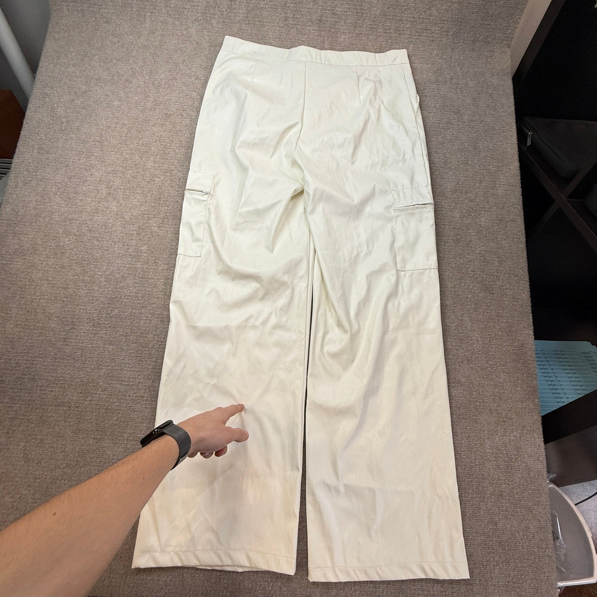 MSRP $72 WOKANSE Women's XL White PU Leather Stretchy 2 Piece Outfit Belted