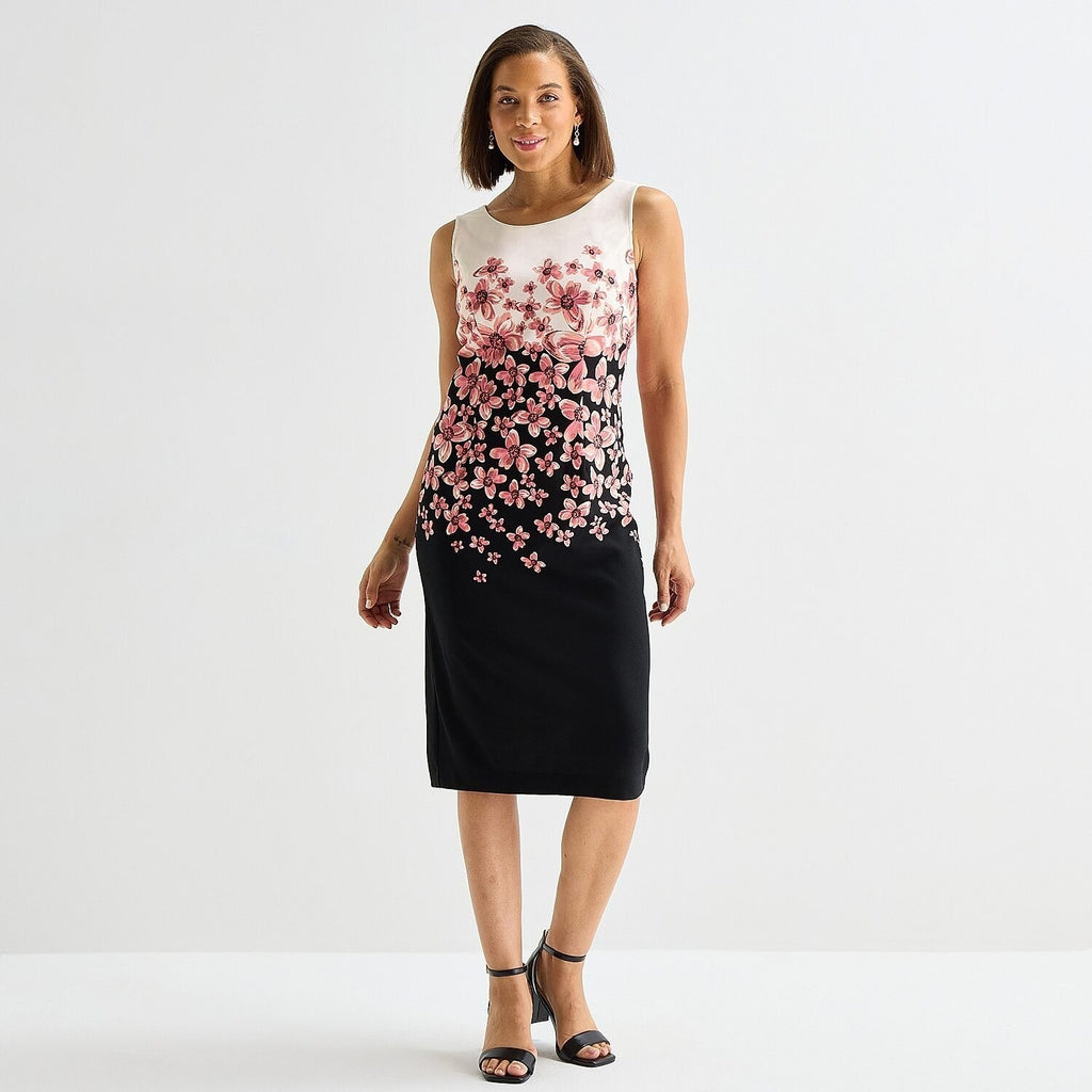 MSRP $94 Maya Brooke Womens 16 Rose Black Crepe Two Piece Floral Jacket Dress