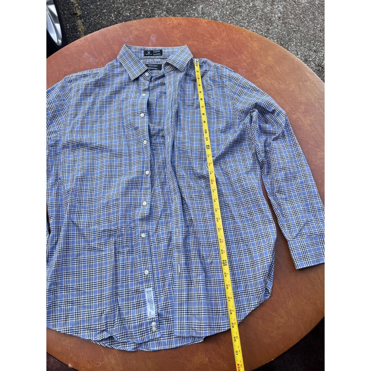 Nordstrom Shirt Men's 16.5/34 Traditional Fit Blue Plaid Long Sleeve Button Up
