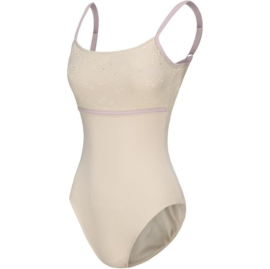 MSRP $26 ModLatBal Women's L Beige/Lace Camisole Ballet Dance Leotards