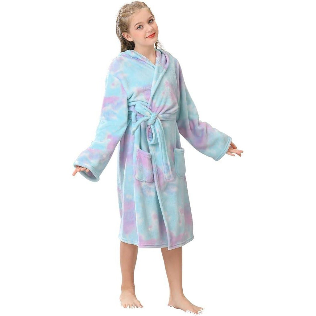 MSRP $26 V.&GRIN Girls Candy 11-12Y Fleece Hooded Robe, Soft Plush Warm Bathro