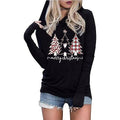 MSRP $27 LYEIAO Women's M Black Merry Christmas Hoodie Xmas Shirt Buffalo Plaid