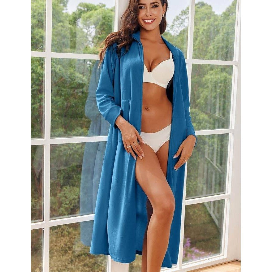MSRP $38 Ekouaer Women's S Zipper Robe Long Sleeves House Coat REAL COLOR ON