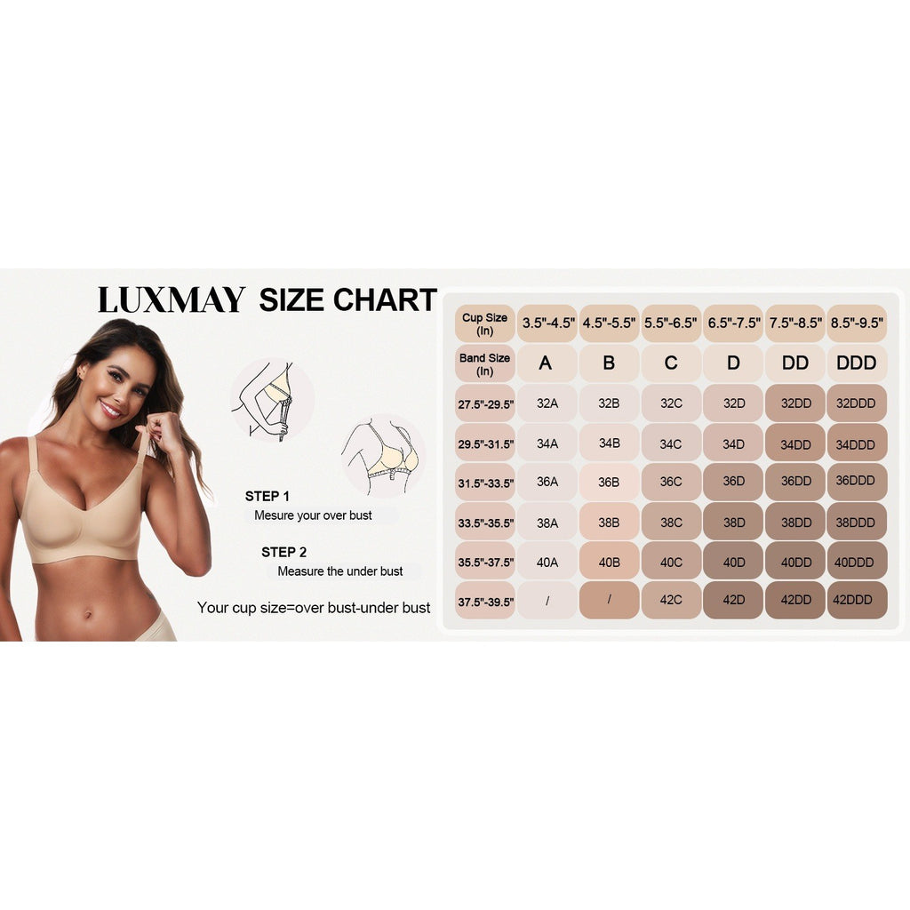 MSRP $26 LUXMAY Women's 38C/38D Black Wireless Comfortable Bra Seamless