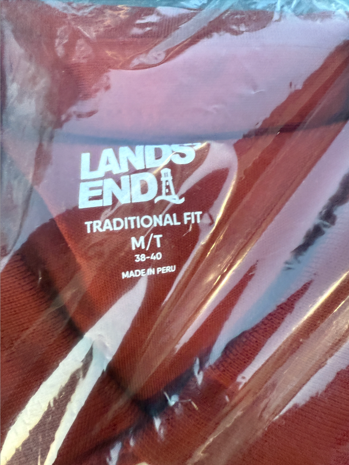 Lands' End Men's M/T-2XL Regular/Tall Long Sleeve Cotton Supima Polo Shirt Rust