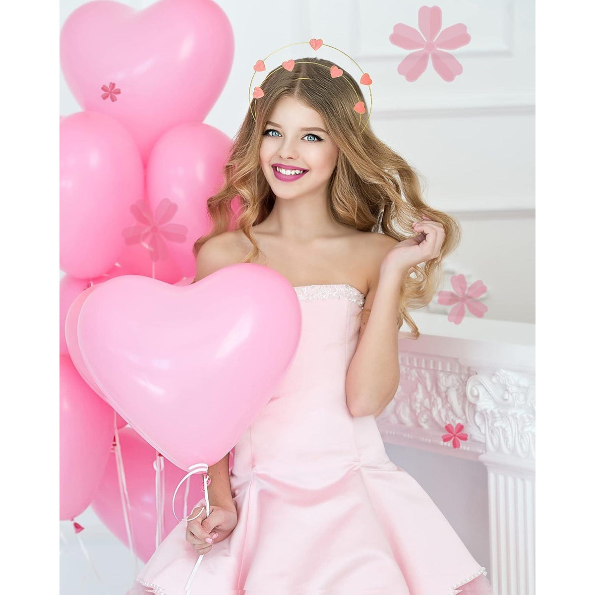 Zivyes Valentine Pink Heart Headband Halo Tiara Crown Halloween Thanksgiving