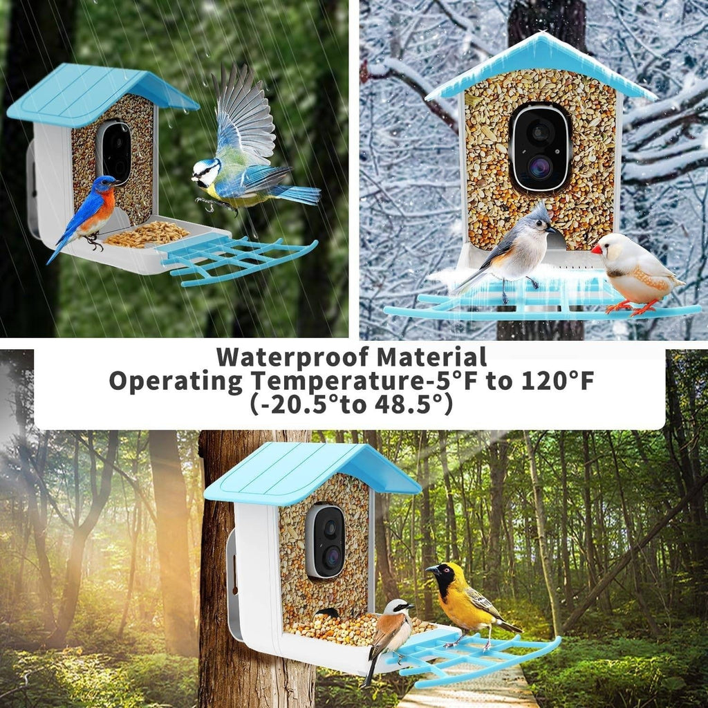 Blue Bird Feeder Camera Solar Powered 1080p Outdoor APP Control Automatically