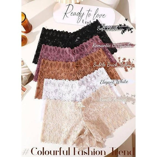 Set of 5 READY TO LOVE Sexy Women's L Underwear Lace Shorts V Waist Breathable