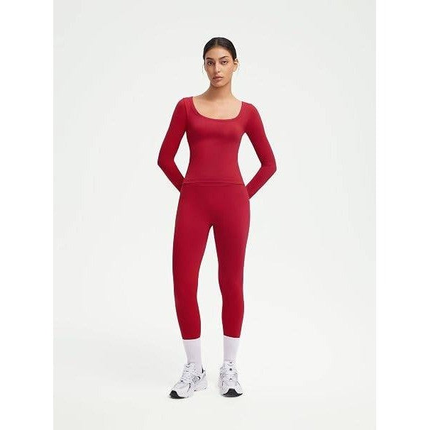 MSRP $36 SUUKSESS Women's M Red Two Piece Workout Sets High Waisted Seamless