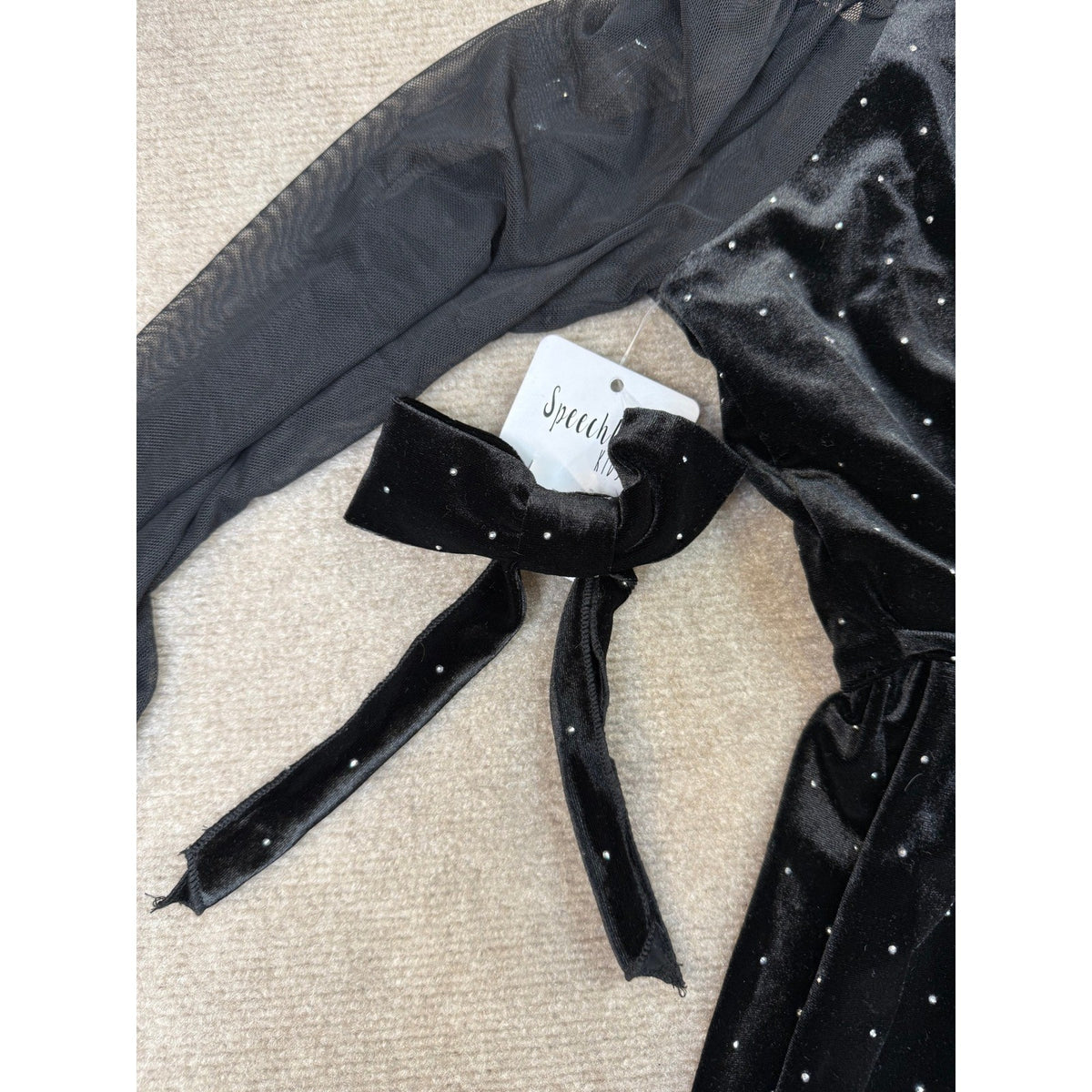 MSRP $74 Speechless Girls' 8 Black Velvet Pearl-Embellished Jumpsuit Long She