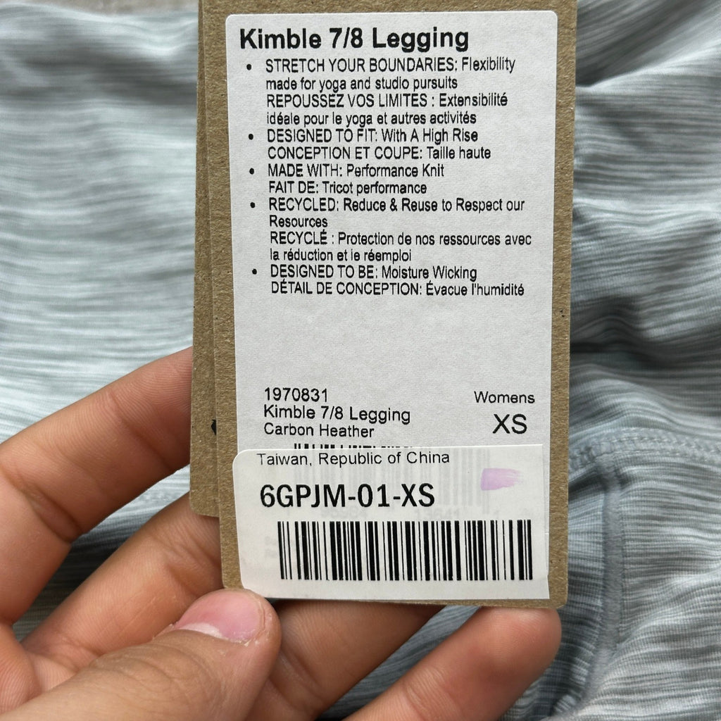 NWT prAna Women's XS Carbon Heather Kimble 7/8 Legging Yoga Activewear Pants