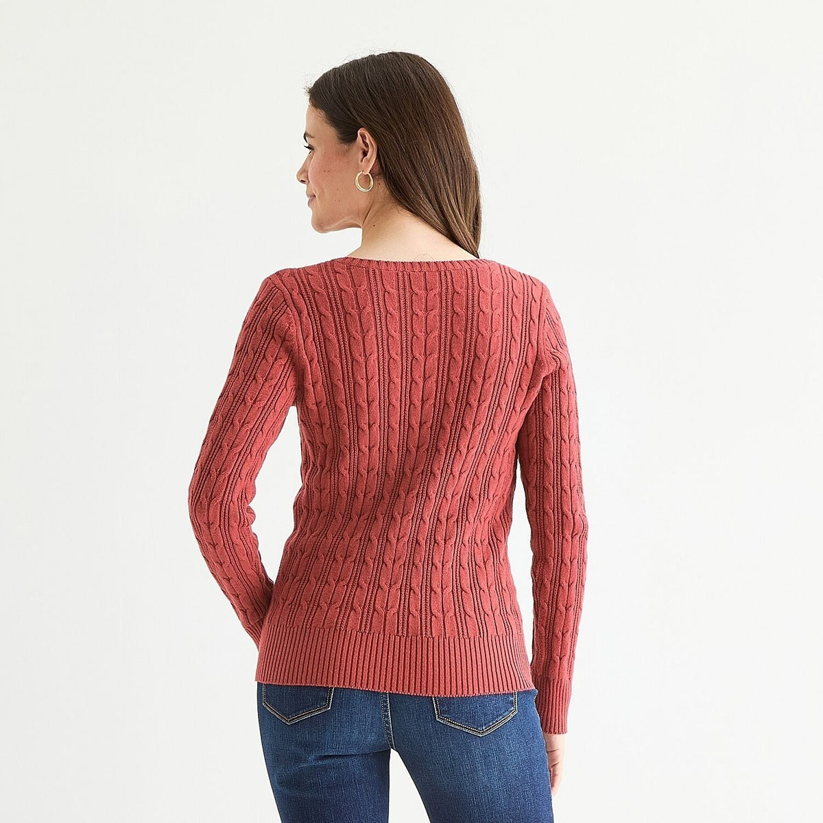 MSRP $42 St. John's Bay Womens XL Tall Red Rover Cable Knit Pullover Sweater V