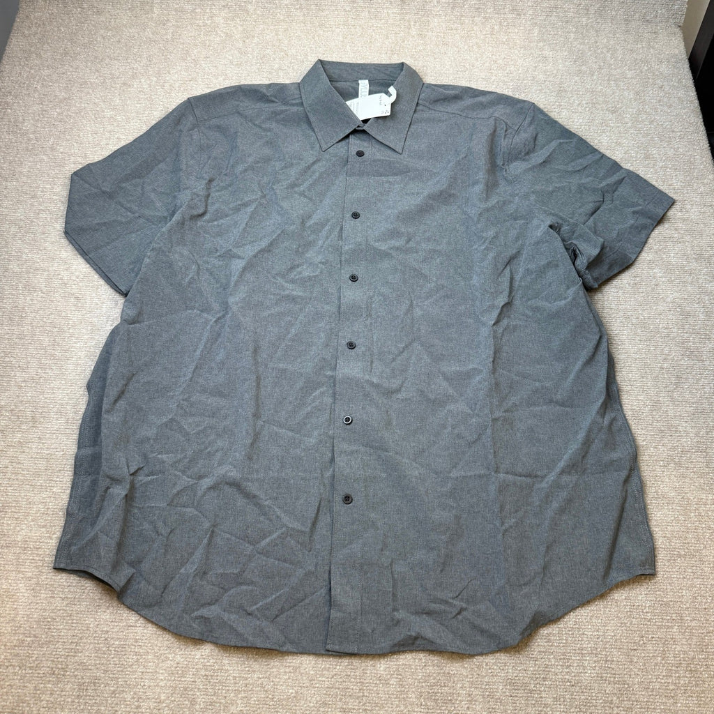MSRP $54 Stylus Men's 2XL Charcoal Smoke Big & Tall Button Up Shirt Short Sleeve