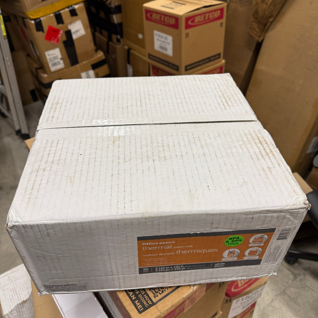 Pack of 50 Office Depot Thermal Paper Rolls, 3 1/8in. x 230ft. White