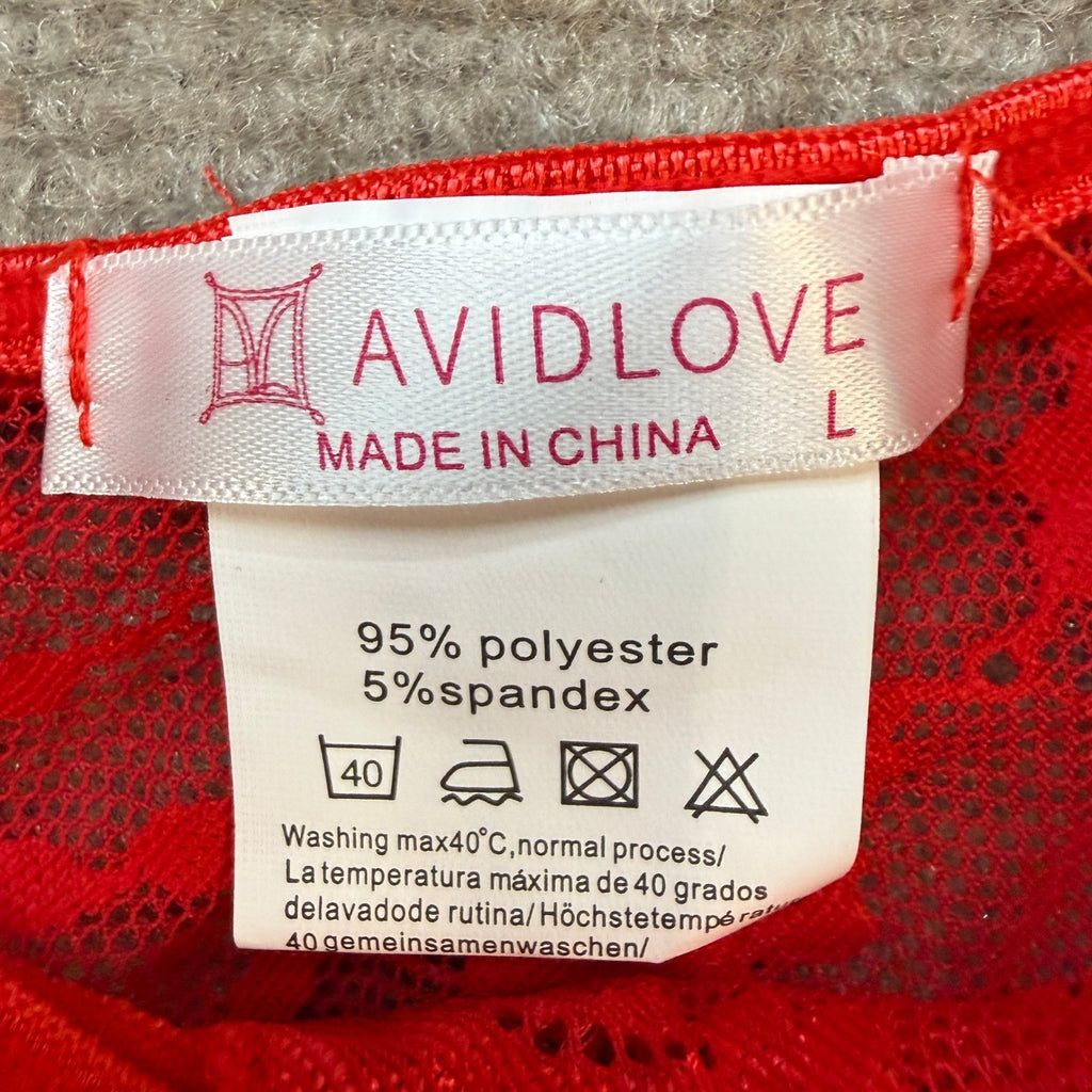 MSRP $22 Avidlove Women's L Red Strappy Lingerie Set Sexy 2 Pc Bra and Panty