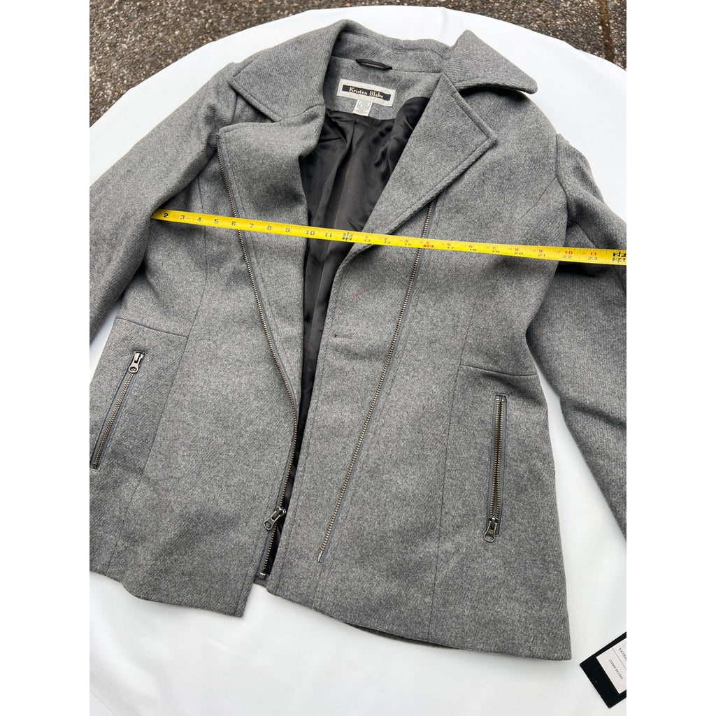 NWT Kristen Blake Jacket Women's XL Heather Grey Coat Wool Asymmetrical Zip