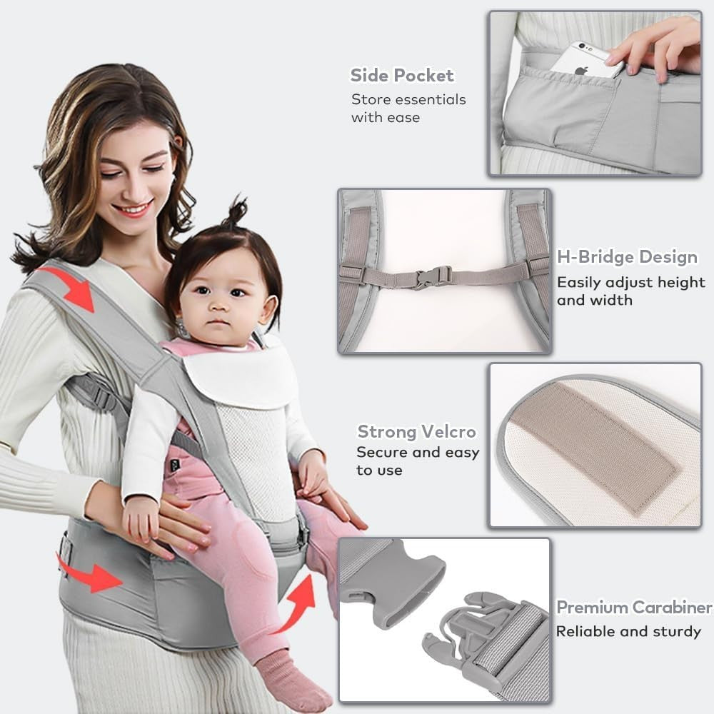 6-in-1 Baby Carrier with Hip Seat Waist Stool Ergonomic Breathable Newborn to To
