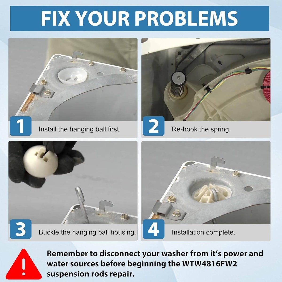Set of 4 TOMOON NTW4516FW2 NTW4516FW3 NTW4516FW1 NTW4605EW0 Washer Suspension